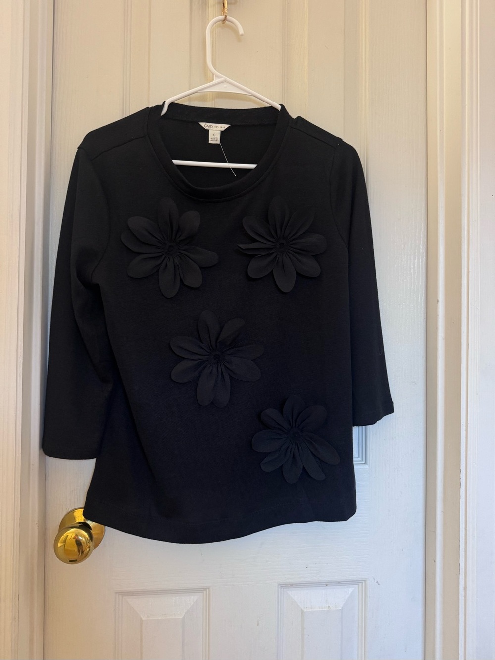 Black Floral Appliqué Women’s Top